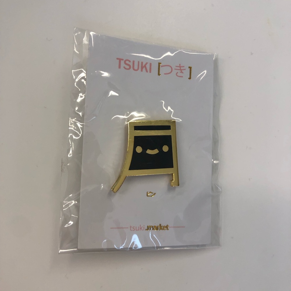Tsuki Kanji Black Enamel Pin - New!